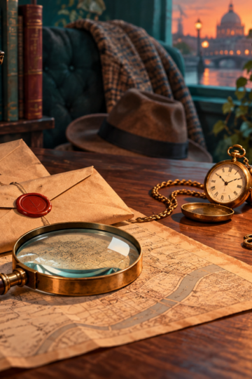 Murder Mystery Riddles visual for impossible alibis